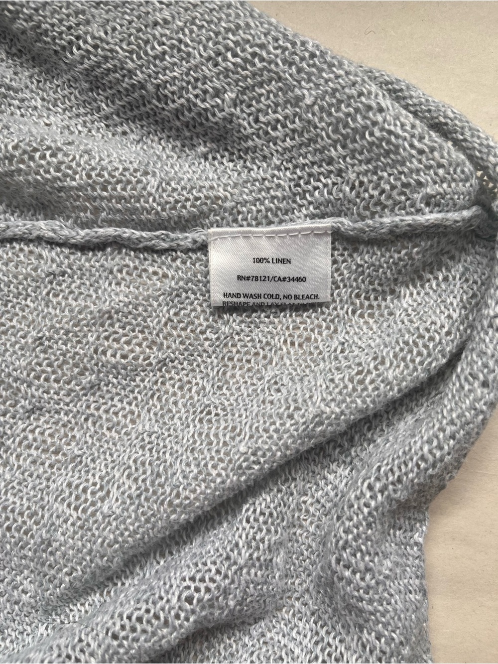 Eileen Fisher 100% Linen Silver Short-Sleeve Loose-Knit Tunic Small - Picture 6 of 9